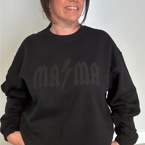 Mama Lightning Bolt Black Gildan Sweatshirt, XL size, new never used,puff design
